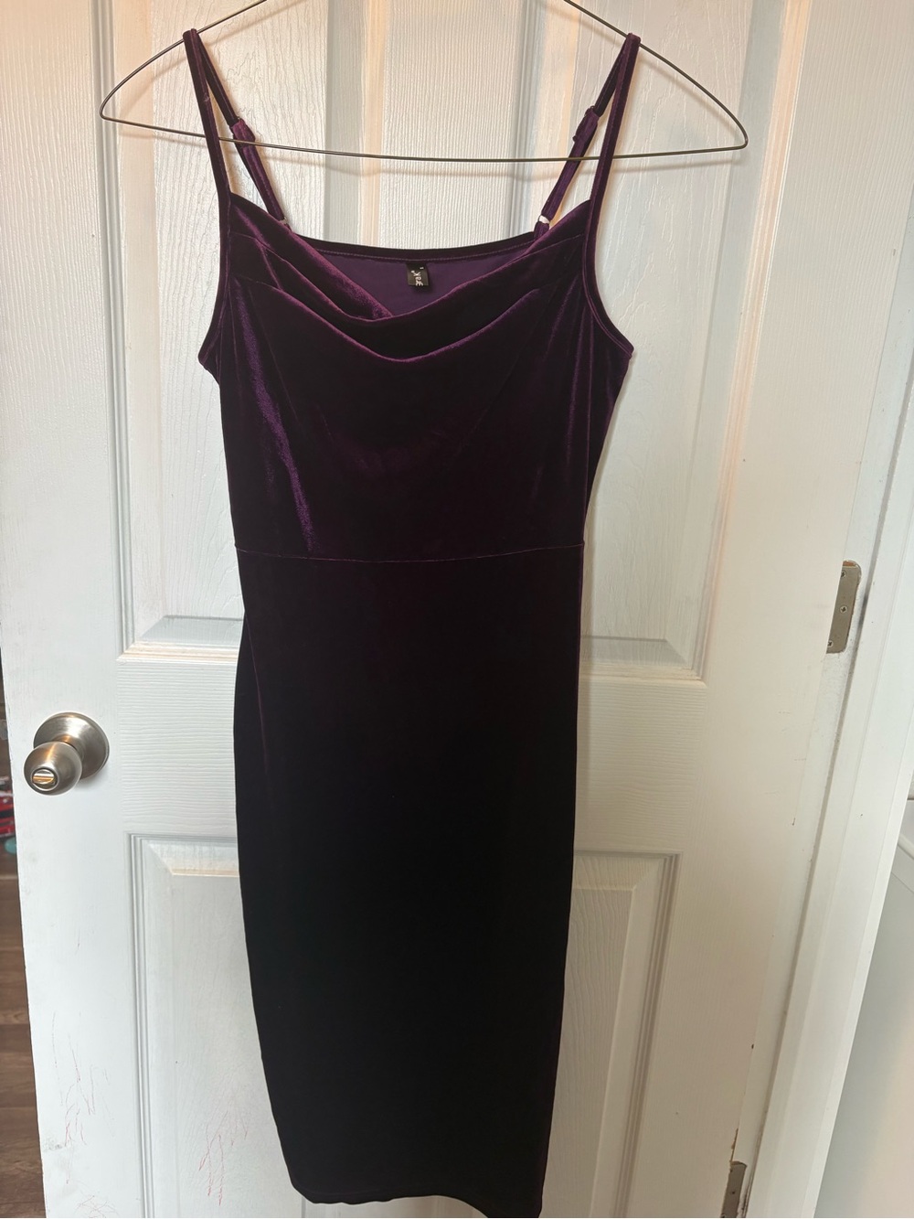 Elegant Velvet Cowl Neck Slip Dress in Deep Plum